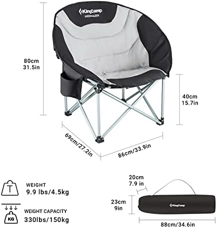 KingCamp Moon Chair Camping Folding Garden Chairs Heavy Duty Padded Camping Chair With Cup Holder