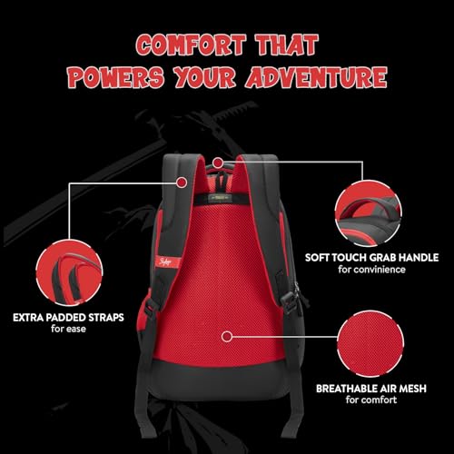 Image of Skybags Kyro 01 Samurai 28 Liters Premium Polyester Fabric School Backpack for Kids with Multiple Compartments and Adjustable Strap - Boys & Girls