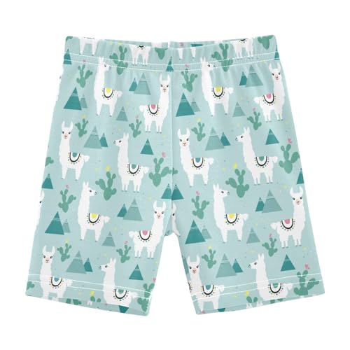 JHKKU Girls Llama Cactus Shorts Cotton Cartwheel Bike Kids Biker Under Dress Dance Short Girl Clothes 8Y