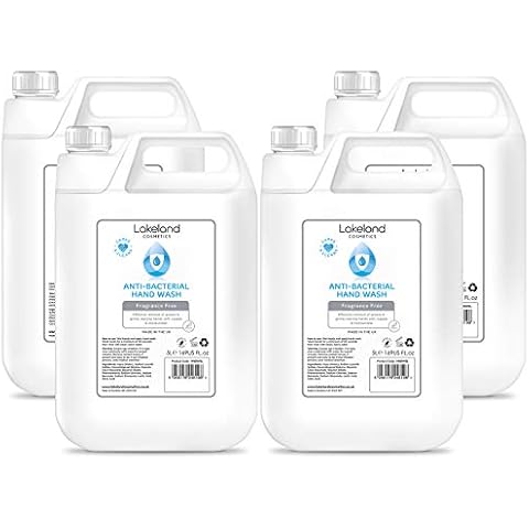 Lakeland Cosmetics antibacterial soap hand wash - 4x 5L Litre refill bottle - Vegan anti-bacterial liquid soap hand wash, made in UK (4x 5 Litre) Cover
