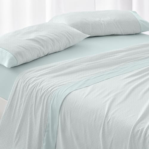 Parure de lit 120x200 cm design moderne Burrito Blanco linge de lit couleur eau - 4