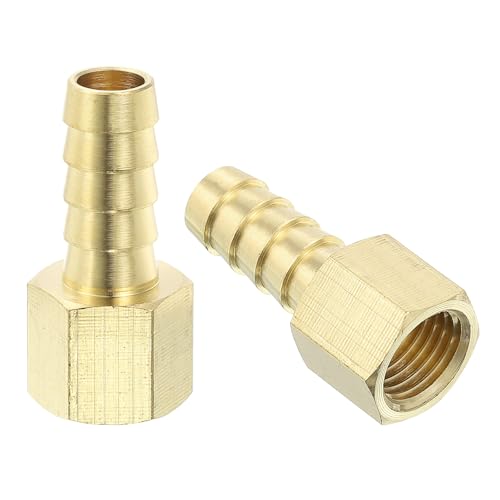 sourcing map 5 Pcs Brass Hose Barb Fittings, 3/8 Barb x 1/4 NPT Female Brass Barb Pipe Fittings Adapter for Connect Pipes Mechanical Devices Plumbing Equipment
