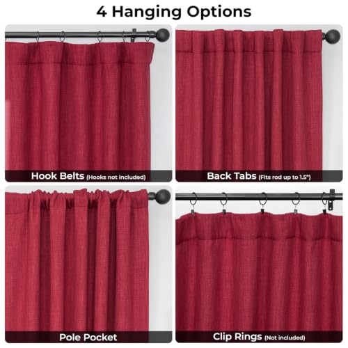 Image of HPD Half Price Drapes - Faux Linen Curtains for Living Room (1 Panel) - 50W X 108L - Textured Room Darkening Curtains for Bedroom 108 Inches Long - Drapes for Home Decor, Cardinal