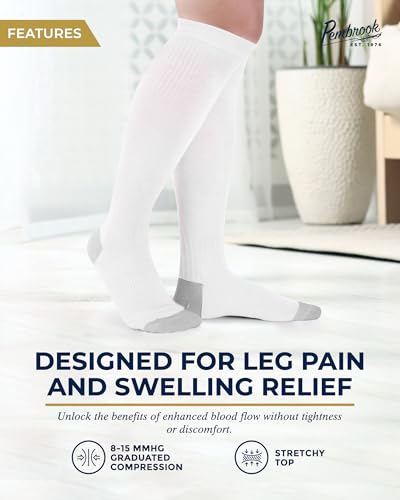 Image of Pembrook Bamboo Viscose Light Compression Socks - 3 Pairs | 8-15 mmhg Compression Socks | Knee High Comfort Support Socks