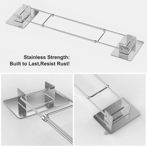 Image of 2024 RV Shower Corner Storage Bar- Length 7-13 inches Adjustable Stainless Length 7-13 inches Camper Must Haves Accessories Stainless Steel RV Shower Corner Shelf Rod(2 Pack), VR001