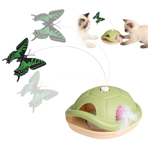 Whiskopia Interactive Cat Toy 2 in 1 Automatic Cat Toys for Indoor Cats Cat Exercise Toys with Fluttering Butterfly & Moving Feather