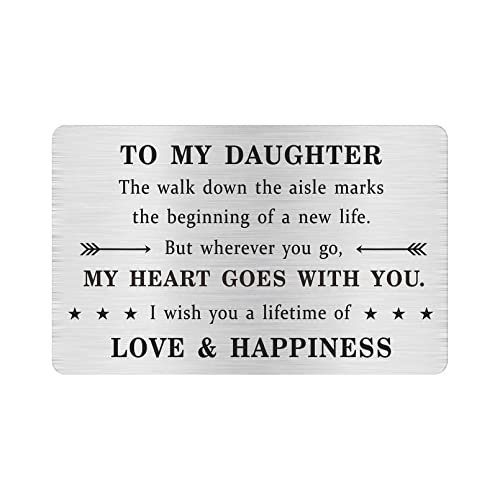 Alotozo Daughter Wedding Day Gifts, Bride Wedding Card from Mom and Dad, to Our Daughter Wedding Keepsake Engraved Wallet Card