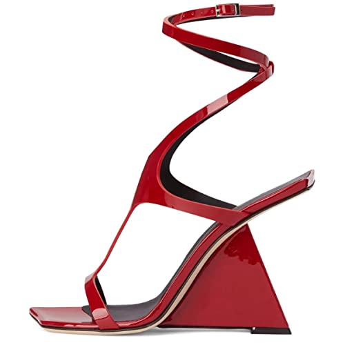 Kluolandi Women's Wedge Heeled Sandals Open Toe Criss-cross Strappy Sandals Heels Dress Shoes with Cut-out Design