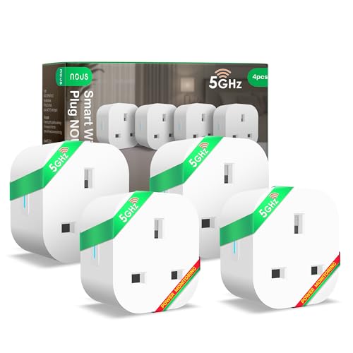 Enchufe inteligente WiFi NOUS A10 con monitoreo de energía, 13A, doble banda 2.4/5GHz, control de voz, temporizador y programación, compatible con Alexa, Google Home, Siri Shortcutcuts, Reino Unido, 3