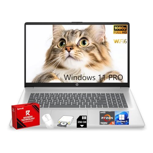 Image of HP 17.3inch FHD Laptop Computer - AMD Ryzen 5 7430U Processor, 250 Nits IPS Display, Webcam, Wifi6, Numeric Pad, Windows 11 Pro for Business & Students (32GB RAM, 1TB SSD)