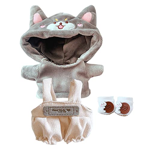 Costume de chien pour peluche 20 cm niannyyhouse avec sweat gris à capuche et mini chaussures