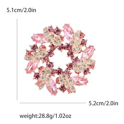 Image of Rhinestone Flower Brooch for Women Crystal Wreath Brooch Pin Stylish Big Flower Brooch Rhinestone Crystal Bauhinia Flower Wreath Brooch Elegant Clothing Hat Bag Accessories Christmas Wedding Bridal Birthday Jewelry