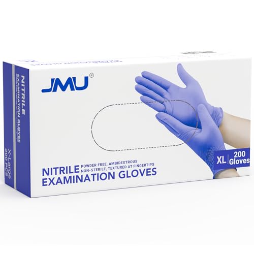 Image of JMU 200 Medical Nitrile Gloves X-Large, 3.5Mil Powder Free Latex Free Glove | Disposable Exam Gloves for Medical, Cooking, Cleaning