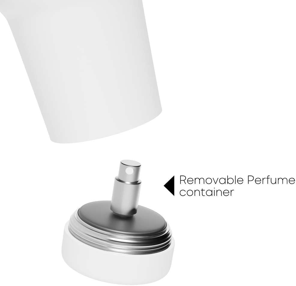 Sip & Scent 2-in-1 Smart Design 30 oz Insulated Water Bottle with Straw and Spout Lids and Refillable Perfume Container – 3-Layer Copper-Core, Leak-Proof Stainless Steel Water Bottle (White)