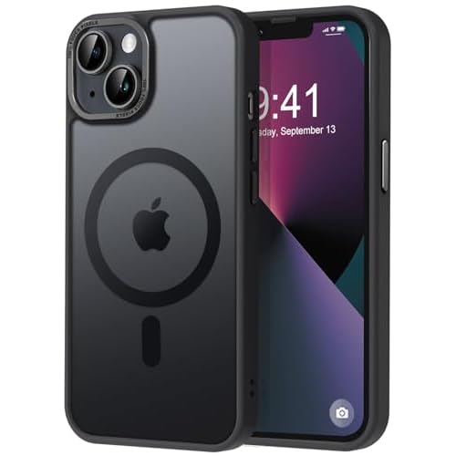 Thomo Strong Magnetic for iPhone 13 Case & iPhone 14 Case [Compatible with Magsafe] Translucent Matte Slim Shockproof Women Men Anti-Fingerprint Protective Case for iPhone 14/13 6.1″, Black