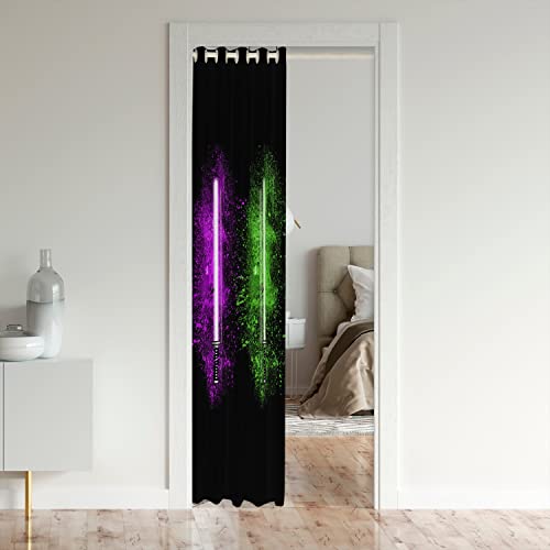 Loussiesd Ombre Door Curtain for Doorway Privacy Ombre Effects 30%-50% Room Darkening Blackout Insulated Thermal Curtain Modern Art Purple Green Window Treatments 106x203cm - Image 3