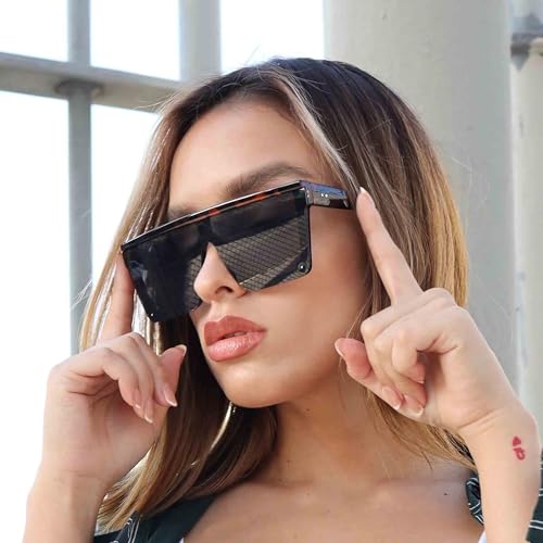 JIM HALO Flat Top Shield Sunglasses Square Mirror Rimless Glasses for Women Men2