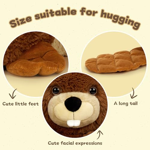Image of MaoGoLan 4Pcs Beaver Stuffed Animals with Three Babies Inside,17.7 inch Fluffy Giant Beaver Plush Gift,Funny Beave Plushie Woodland Toys for Kids,Teens,Baby Shower,Christmas