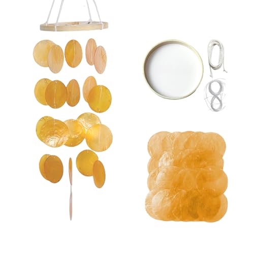 KLINNA Campanile di Conchiglia Capiz | Decorazione Boho a Conchiglia da Appendere per Giardino, Balcone e Terrazza | Gioco Sonoro Marino Fatto a Mano in Stile Marittimo come acchiappasogni per la