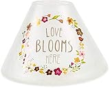 Pavilion Gift Company Love Blooms Here-Hand Painted Floral Frosted and Crackled Glass Jar Large Candle Shade
