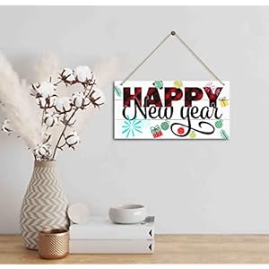 Christmas Door Sign Decor Happy New Year Winter Seasonal Christmas Wall Art Hanging Wooden Sign Merry Xmas Holiday Decorations for Home Outside Indoor