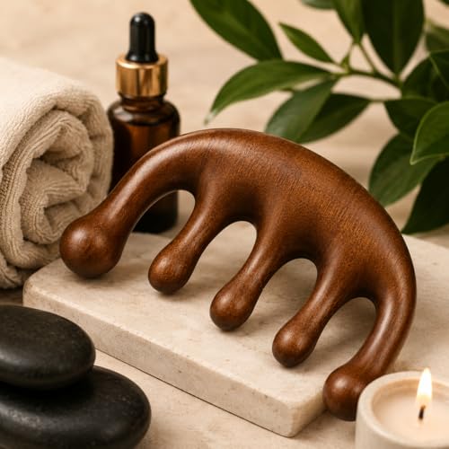 Image of Wooden Scalp Massager Comb for Hair Growth | Elephant Comb Gua Sha Head Massager | Wide Tooth Anti-Static Wooden Hair Comb for Scalp Massage, Blood Circulation, Stress Relief & Hair Care