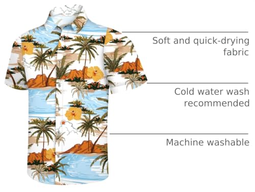 Image of Hawaiian Shirt for Men Tropical Shirts Summer Beach Button Down Short Sleeve Luau Aloha Floral Cruise Vacation Outfit 2026