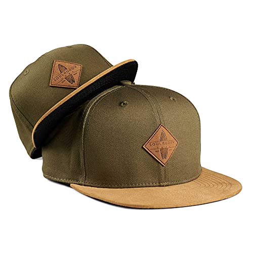 Soulbuddy Snapback Baseball Cap - 2er Set olivgrün Partnerlook-Set als Mutter Tochter oder Vater Sohn Kleidung - aus 1 Herren oder Damen Kappe - One Size und 1 Kinder Cappy Größe S Cover