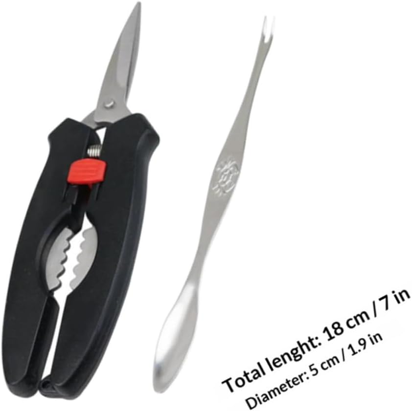 Stainless Steel Crab Crackers and Forks Set 304 Kitchen Seafood Eating Tools Multifunctional Crab Scissors and Seafood Utensils for Home Dining