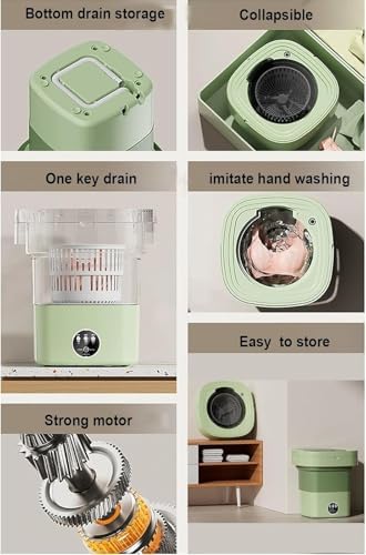 Portable Mini Washing Machine with 9L Capacity, Drainer Basket for Home, Camping & Travel - Compact, Lightweight, Efficient Clothes Cleaner