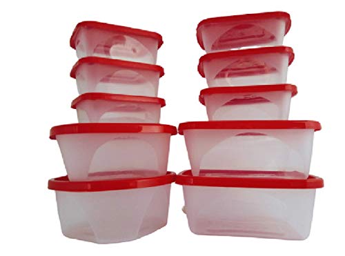 Jogo de Potes Cozinha Plástico 10 PC Hermético Marmita Freezer +
