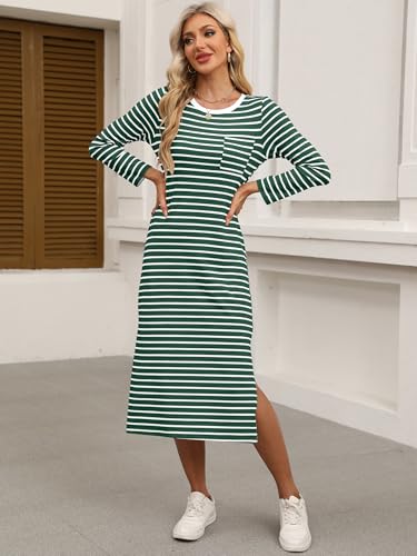 Image of ANRABESS Women Fall Long Sleeve Midi T Shirt Dresses with Pockets