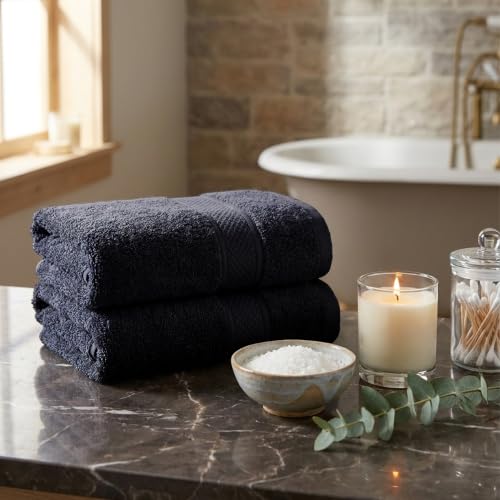 Image of MYTRIDENT Hand Towel | Urban Comfort | Quick Drying | Travel Friendly | for Men /Women | 2 Pc Hand Towel (40 cm x 60 cm) | 100% Cotton 450 GSM - Black