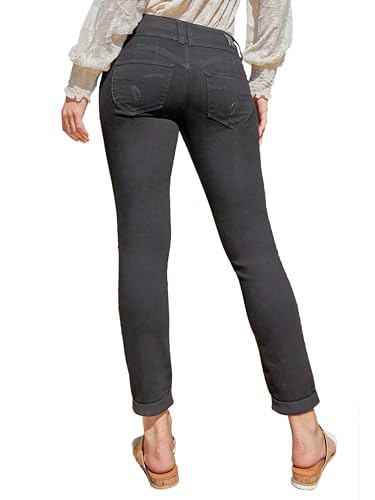 Royalty For Me Womens YMI Jeans Women's Wannabettabutt 3-Button Cuffed Denim Jean3