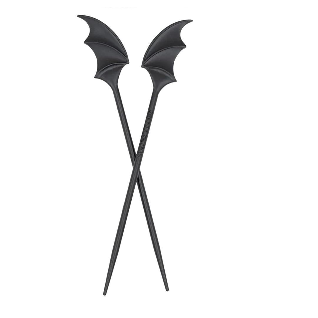 kreepsville 666Gothic Bat Wing Hair Sticks Vampire Accessory, 1 Count (Pack of 1), Black