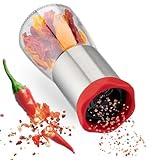 ZOLMER® Chili Pepper Grinder Stainless steel & glass | Hot pepper grinder cutting unit for coarse spices & chili with aroma protection lid