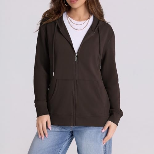 Image of Witsmile Zip Up Hoodie Women Oversized Sweatshirt Long Sleeve 2026 Fall Outfit Lightweight Jackets Workout Clothes