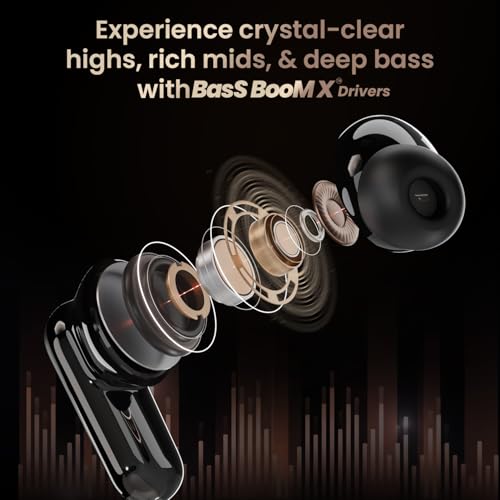 Image of ACwO DwOTS 757 Bass Boom X Drivers | ANC 32dB | AI-ENC 4-Mic | 3 EQ Modes | 40ms Low Latency | 40H Playtime | Quick Boost 10min=120min | Auto Connect | BT v5.4 | IPX5 Resistant (Jet Black)
