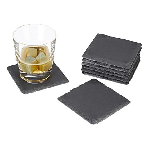 Relaxdays Getränkeuntersetzer Schiefer 8er Set Cover