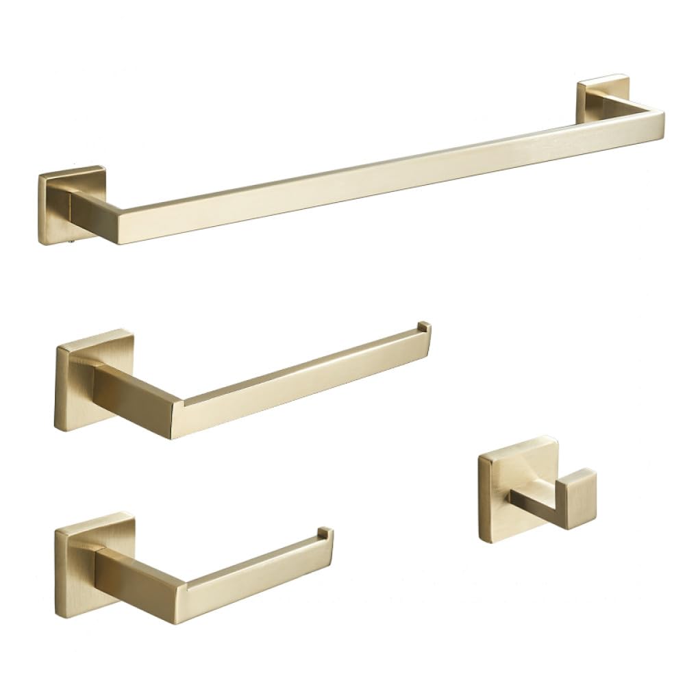 Juego de Accesorios de baño Dorados cepillados Accesorios de baño Acero Inoxidable 60 cm / 40 cm Toalleros de baño Estante de instalación de Clavos, Juego de 4 Piezas 60 cm, China