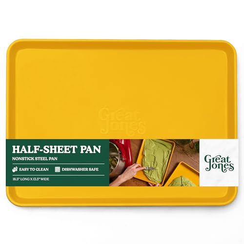 Great Jones Holy Sheet Pan (Mustard) | Nonstick, Half-Sheet Pan | Aluminized Steel, 18.5