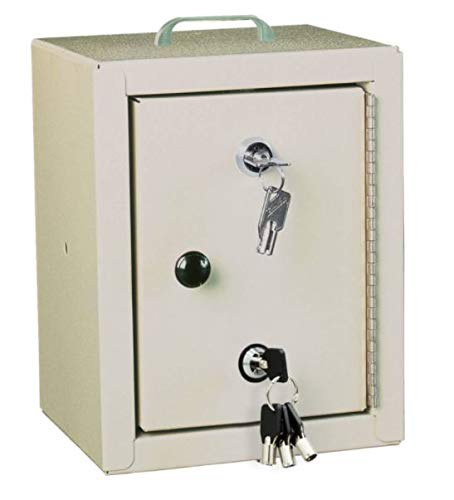 Double Lock Small NARC/Medicine Box, Beige, 20 Gauge Steel, 9" H x 7" W x 6"D