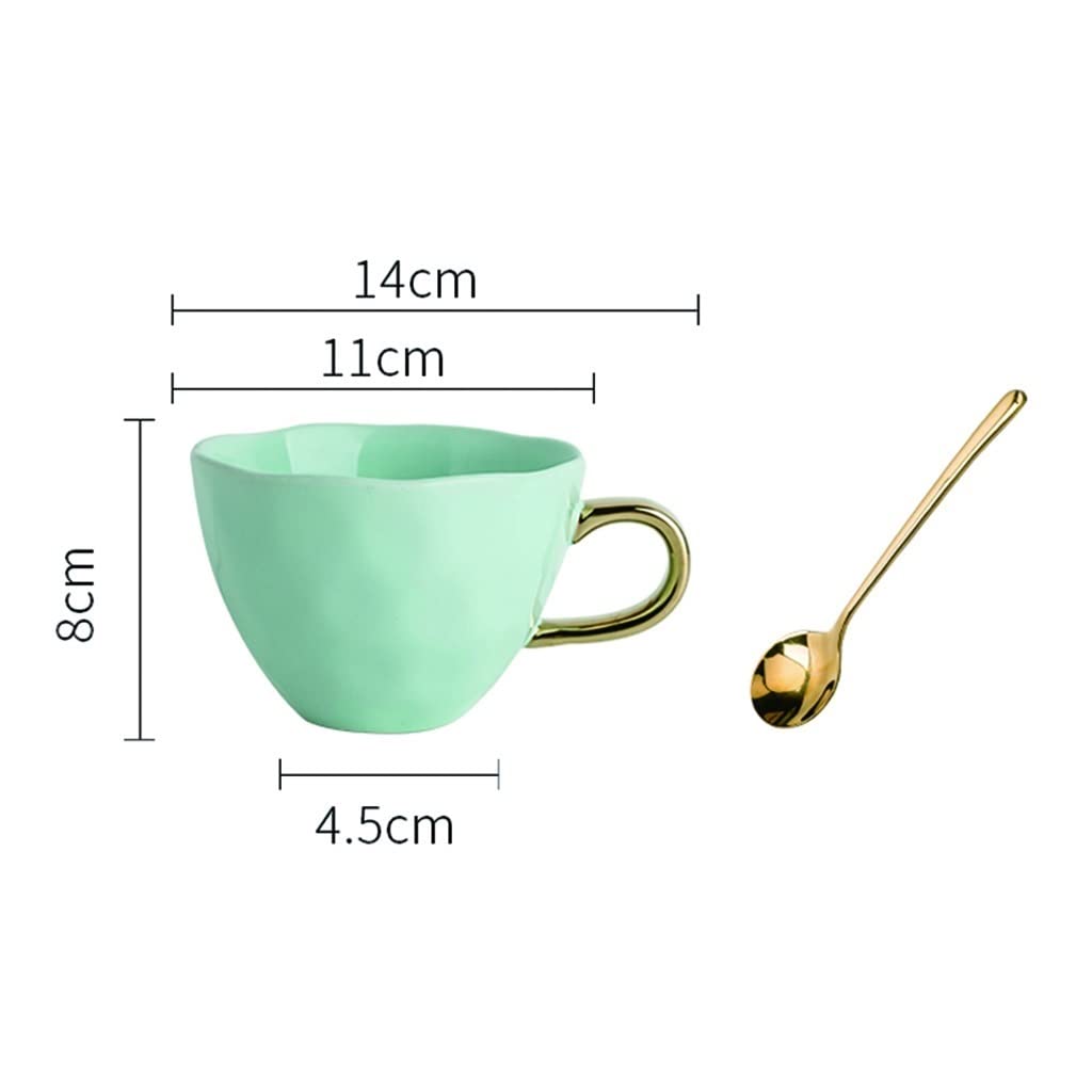 Taza para Beber, Taza de café de cerámica, Taza con Cuchara, Taza para Beber Agua y Tazas para el hogar, aptas para lavavajillas, refrigeradores, microondas, Juego de Tazas para café