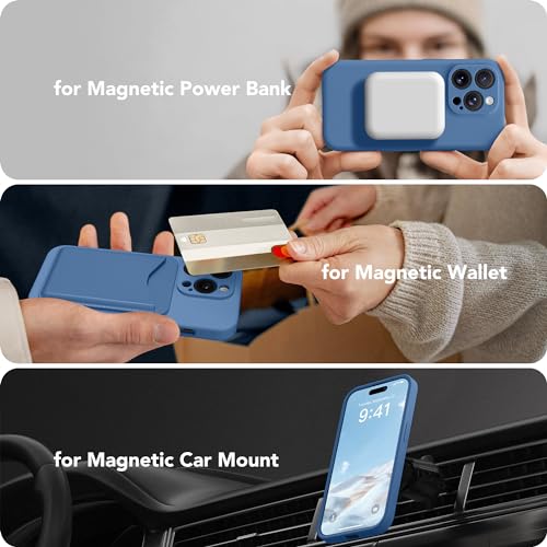 Image of Magnetic for iPhone 13 Pro Max Case, Compatible with MagSafe, [Full Camera Protection][Screen Protector] Silicone Shockproof Protective Phone Case for iPhone 13 Pro Max 6.7 inch, Lake Blue