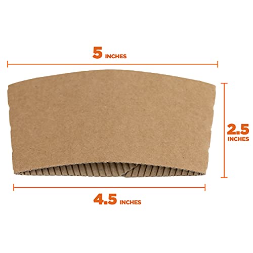 Image of FMP Brands [100 Pack] Kraft Coffee Cup Sleeves Disposable for Hot Drinks, Durable Corrugated Cardboard Cup Sleeves for 12-24 oz Cups, Beverage Insulator and Hand Protection for Hot & Cold Drinks