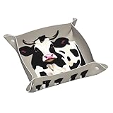 Plusieurs tailles : plateau décoratif en cuir de vache avec imprimé à pois noirs disponible en deux tailles pratiques : S (20,1 x 20,1 cm) et M (24,9 x 24,9 cm), ce qui le rend parfait pour différents espaces et besoins.