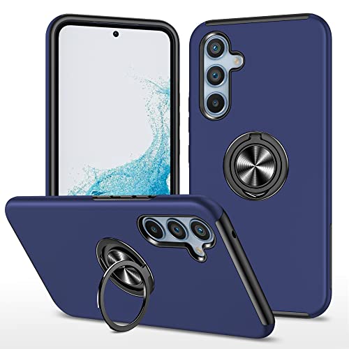 Coque Samsung Galaxy A34 5G avec anneau metallique rotatif et protection anti-chute bleue