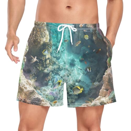 Bañador de hombre 3D con paisaje submarino y entrepierna cómoda