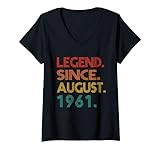 Photo Gallery legend since august 1961 birth of birthday idea vintage maglietta con collo a v Photo Gallery legend since august 1961 birth of birthday idea vintage maglietta con collo a v