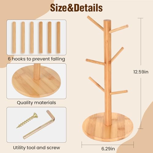SoeKoa Pretzel Holder Stand, Pretzel Holder, Tree -Shaped Pretzel Stand Wood For Pretzel Display and Hanging Sausage Stand Contains 6 Pillars For Oktoberfest Party (6.29x6.29x12.59in) - Thumbnail 2